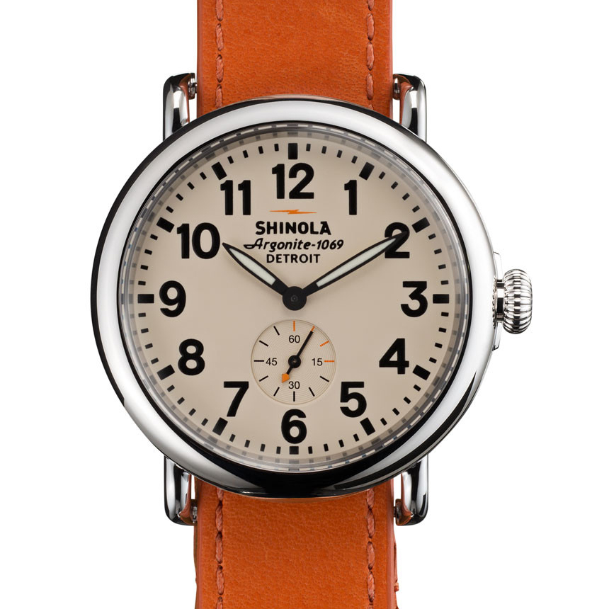 Shinola Runwell Orange Leather Strap Cream Dial 41mm Watch S0110000032
