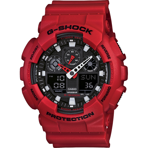 Casio G-Shock Analog Digital Red Classic Watch GA100B-4A