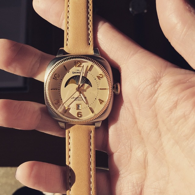 Shinola Gomelsky Moon Phase 36mm Women's Cream Dial Leather Watch S0110000279