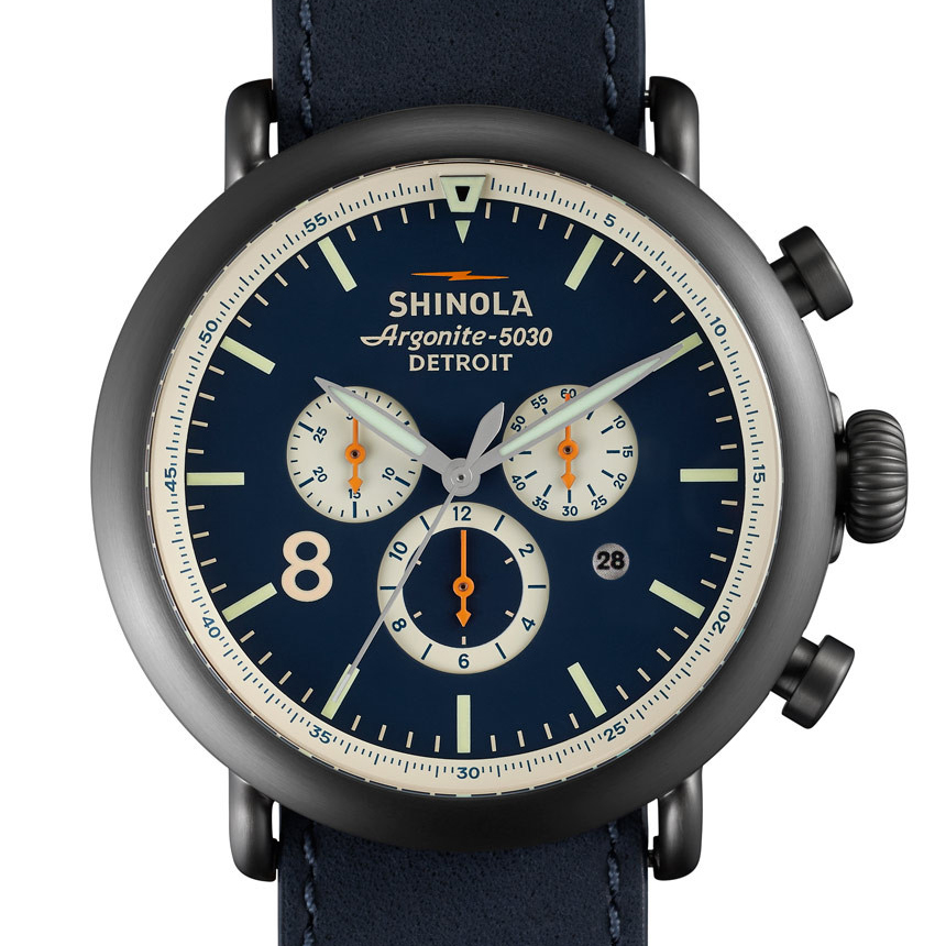 Shinola Runwell Contrast Chrono 47mm Blue Gunmetal Men's Watch S0110000146