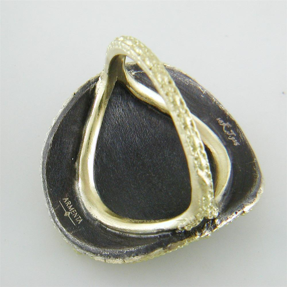 Armenta Ombre Shield Ring Champagne Diamonds in Oxidized Silver & 18K Yellow Gold