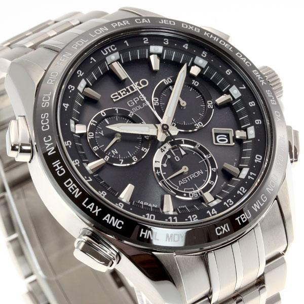 Seiko Astron GPS Solar 44.6mm Watch Titanium with Ceramic Bezel Black Dial Series 8X SSE003