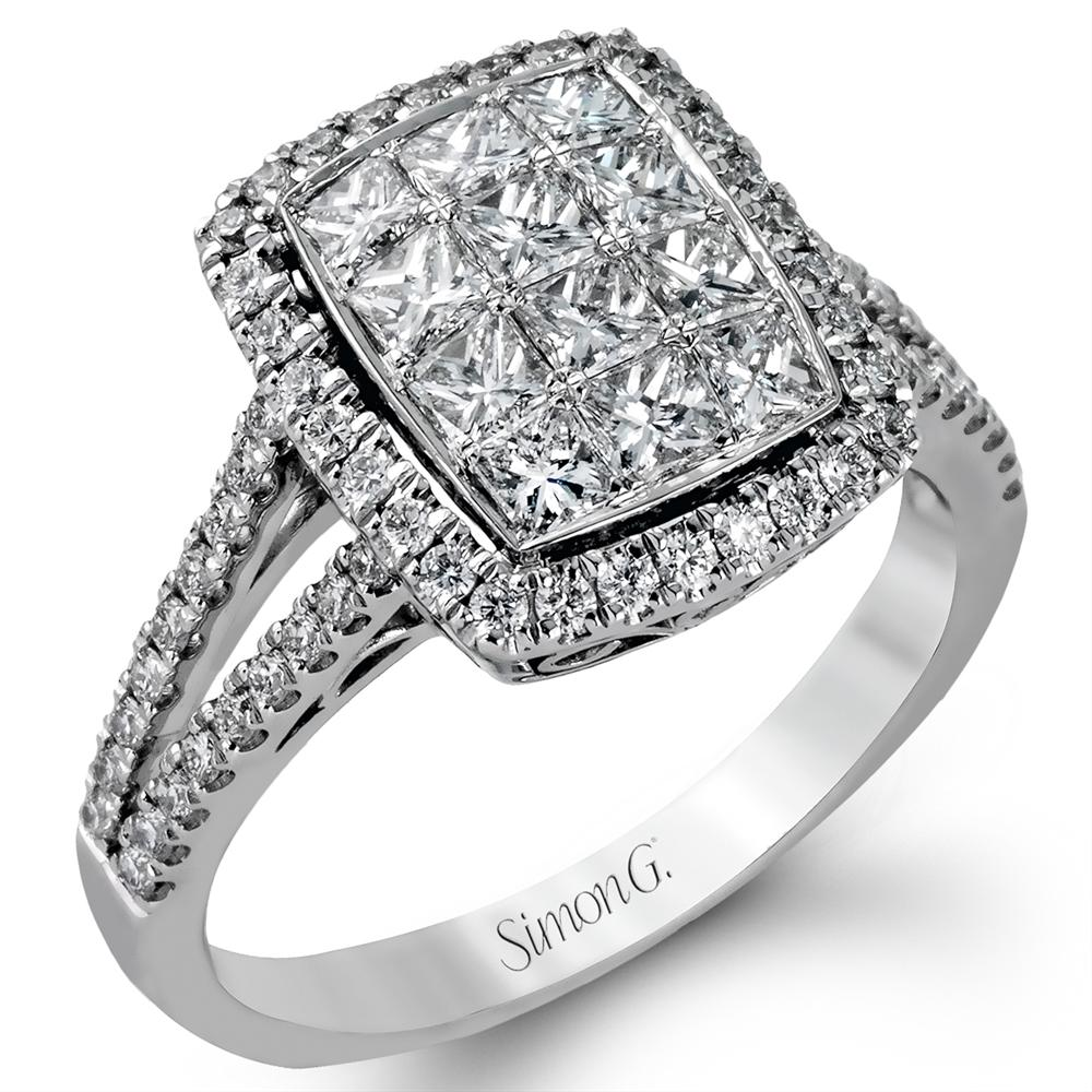Simon G. Princess Diamond Rectangular Right Hand Cocktail Ring MR1761