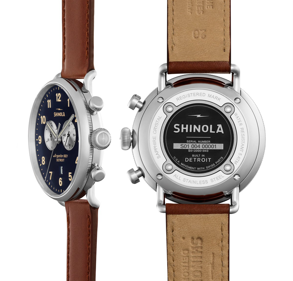 Shinola Gents 43mm Canfield Chronograph Midnight Blue Dial Watch 20001940