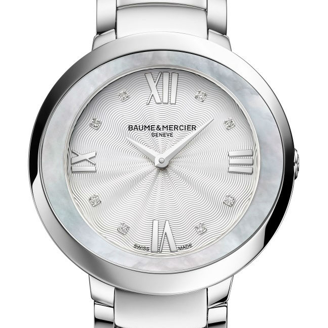 Baume & Mercier Promesse Ladies Steel Mother of Pearl Bezel Quartz Watch 34mm 10178