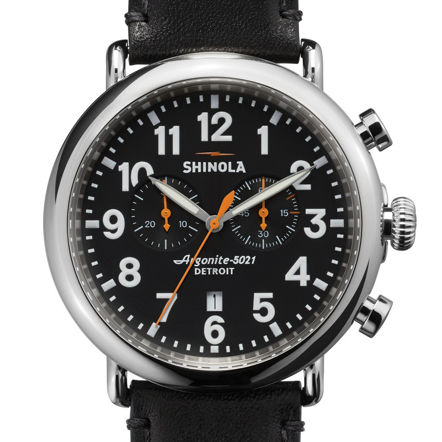 Shinola Runwell Black Dial Chronograph with Orange Accents 47mm Men's Watch S0100051