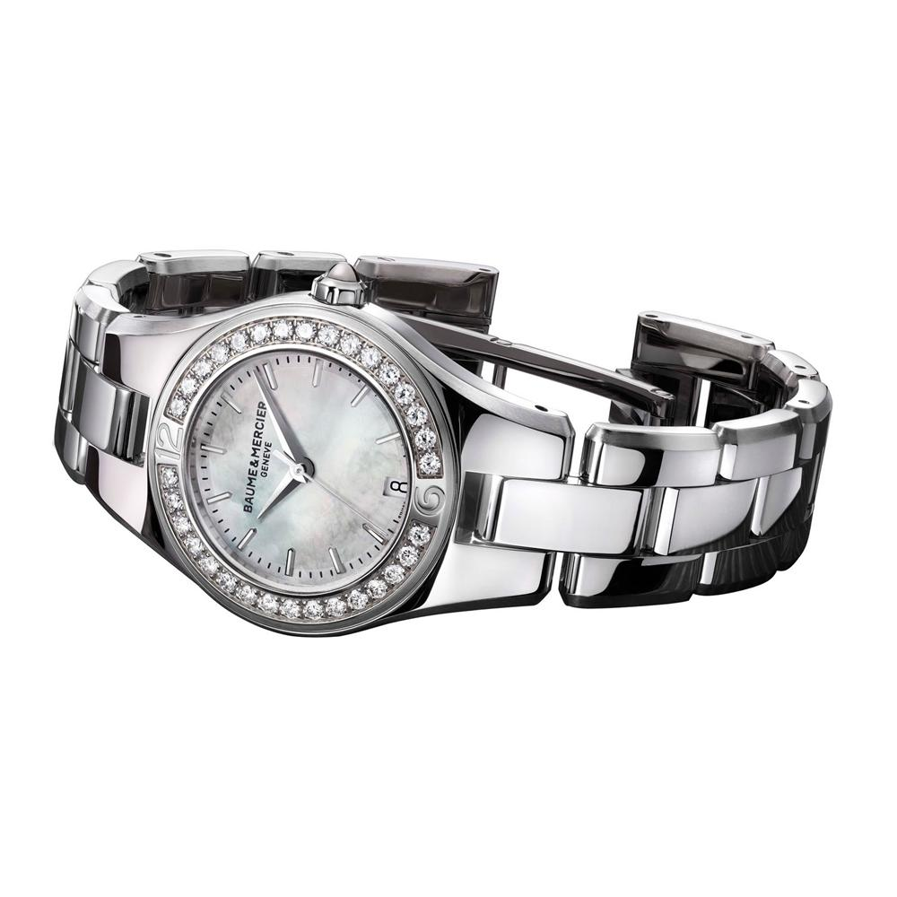 Baume & Mercier Linea Diamond Bezel Mother of Pearl Dial 27mm Ladies Watch 10013