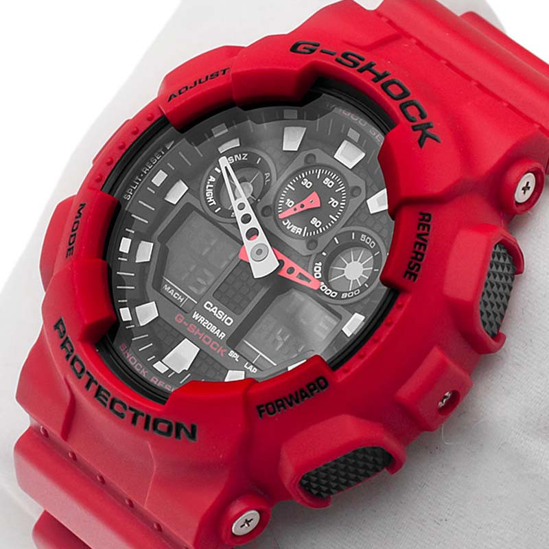 Casio G-Shock Analog Digital Red Classic Watch GA100B-4A