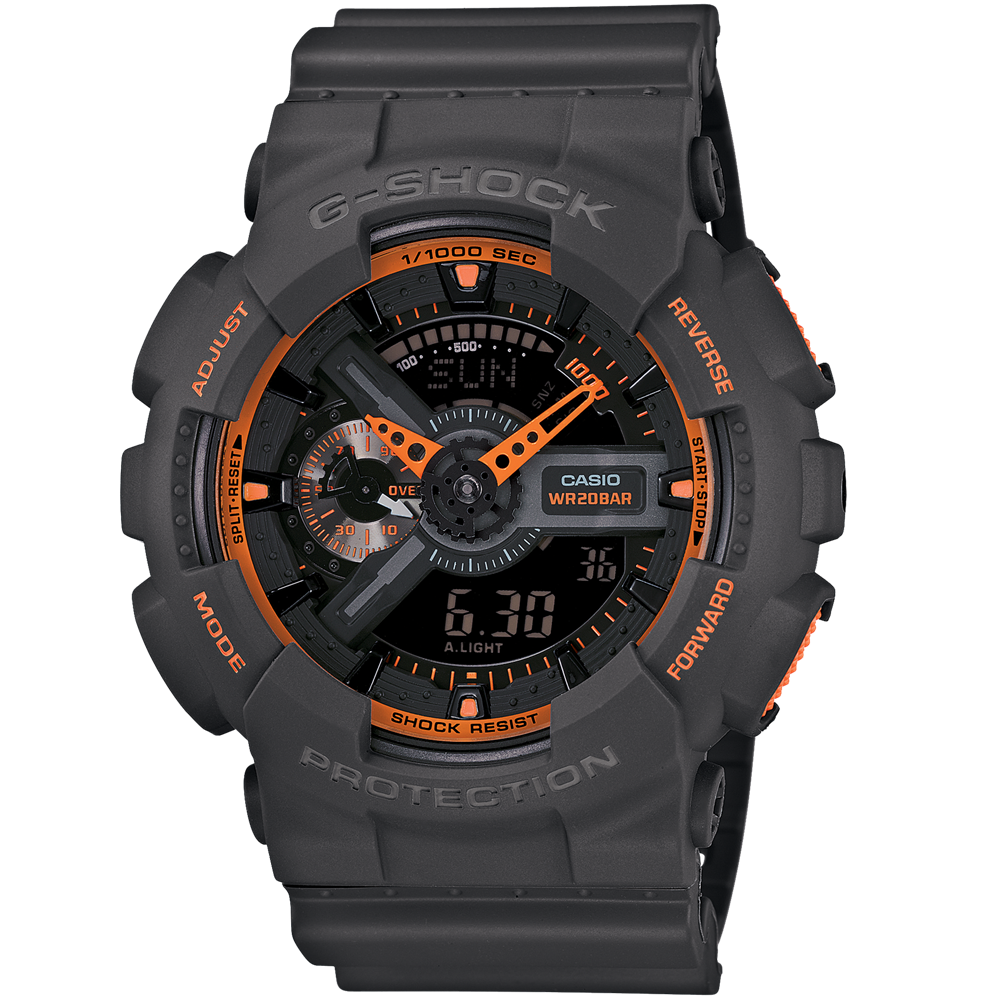 Casio G-Shock Analog Digital XL Black Neon Orange Watch GA110TS-1A4CR