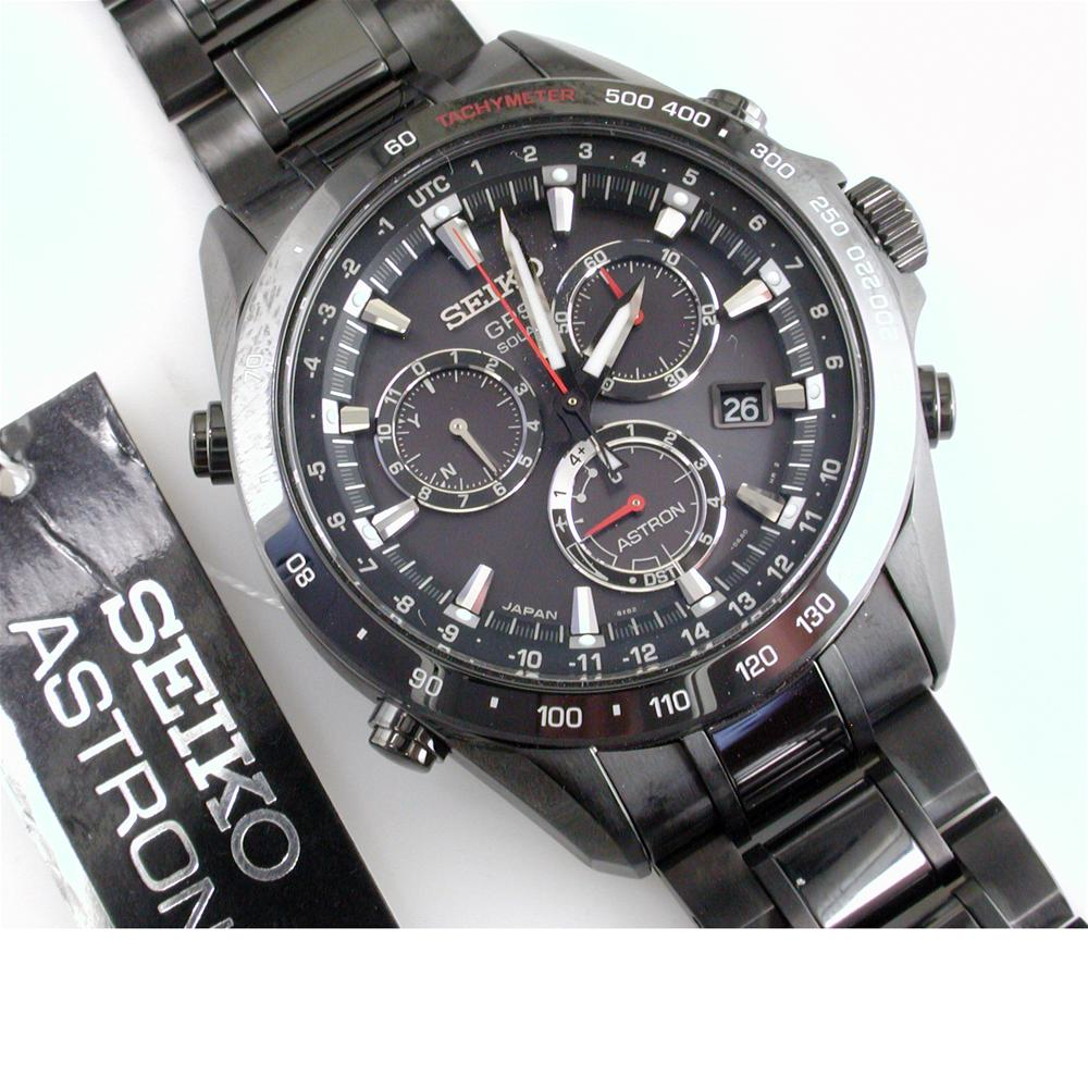 Seiko Astron GPS Solar Black Steel with Red Accents 44.6mm Watch SSE031