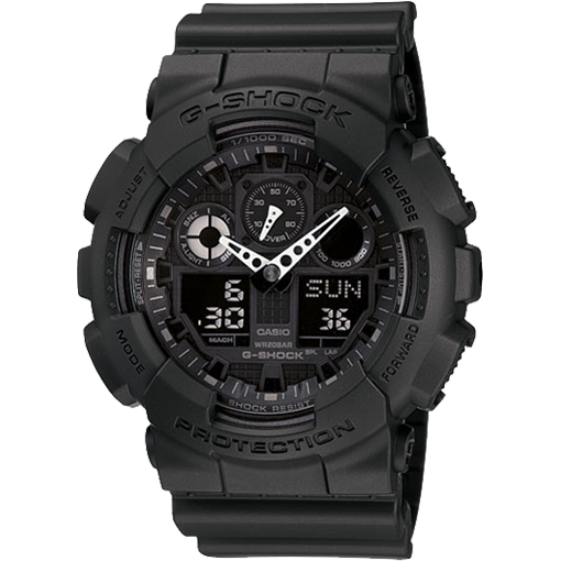 Casio G-Shock Classic Series Black on Black Digital Analog Watch GA100-1A1