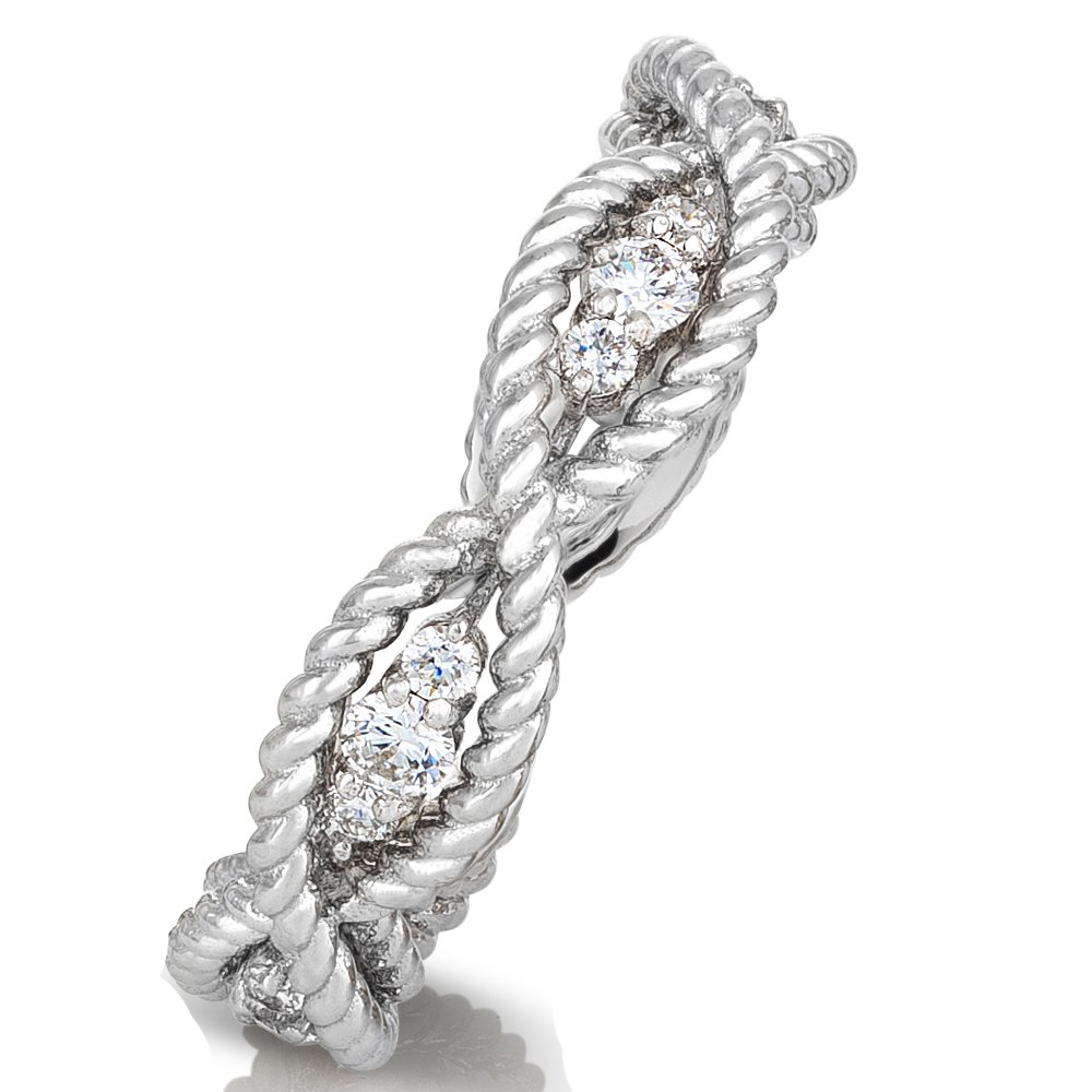 Roberto Coin Barocco 18K White Gold Diamond Eternity Band Infinity Ring