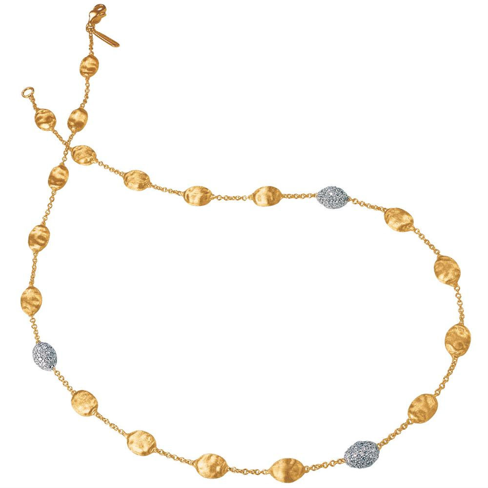 Marco Bicego Siviglia Yellow & White Gold Bead Diamond Necklace 16"