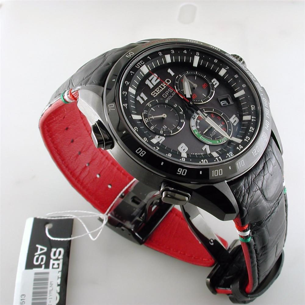 Seiko Astron Giugiaro Limited Edition 2015 GPS Solar Black Titanium Ceramic Tri-Color Watch 44.6mm SSE037