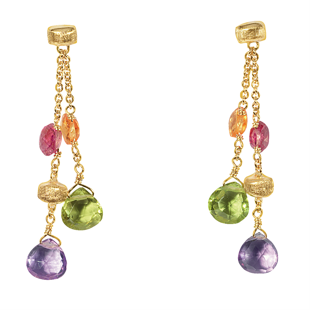 Marco Bicego Paradise Double Drop Color Gemstone Earrings OB914 MIX01