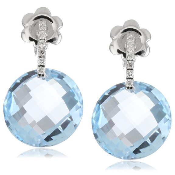 Suzanne Kalan Blue Topaz & Diamond Dangle Earrings White Gold