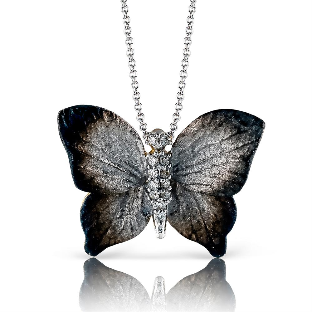 Simon G. 18K Yellow Gold Organic Butterfly Pendant Necklace with Diamonds DP229-G