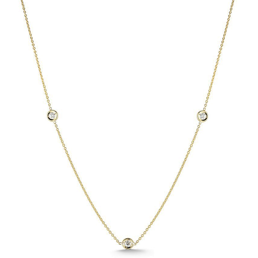 Roberto Coin DIAMONDS BY THE INCH 3 STATION DIAMOND NECKLACE Yellow Gold