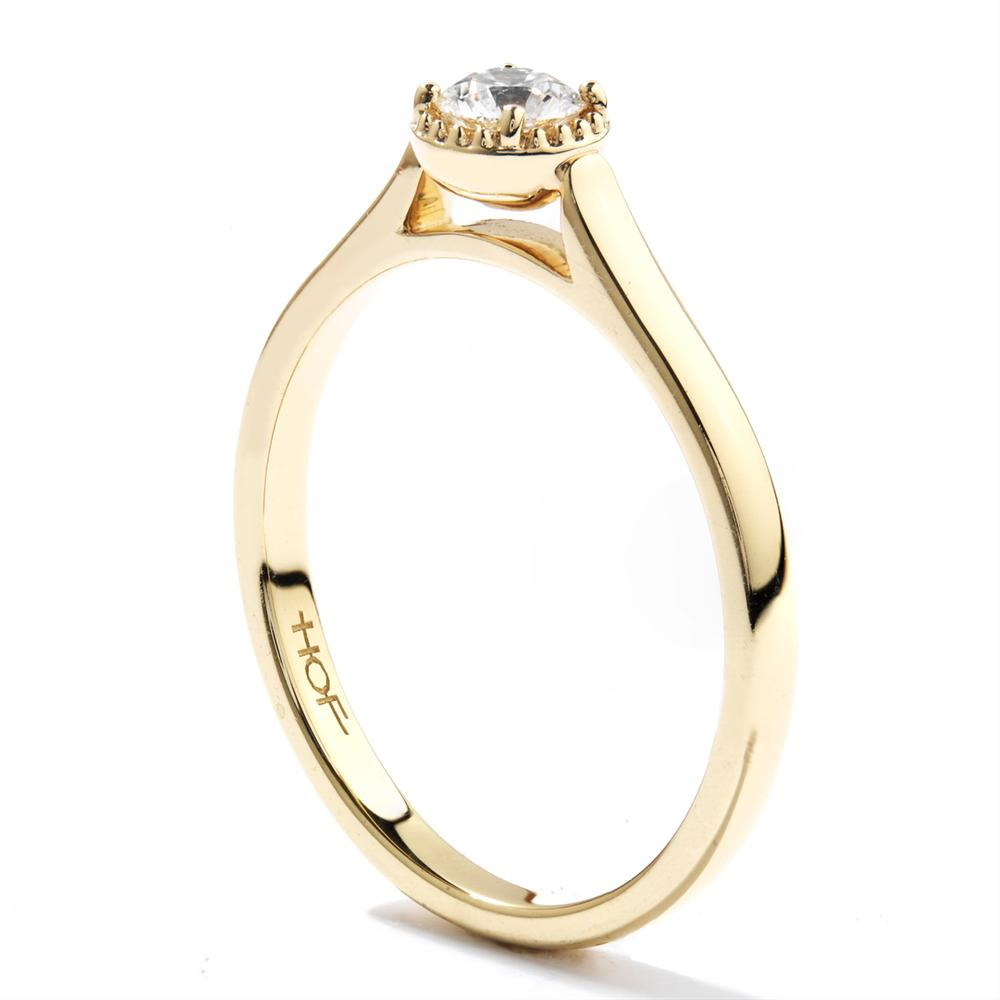 Hearts on Fire Diamond Bar Beaded Gallery 18K Yellow Gold Ring