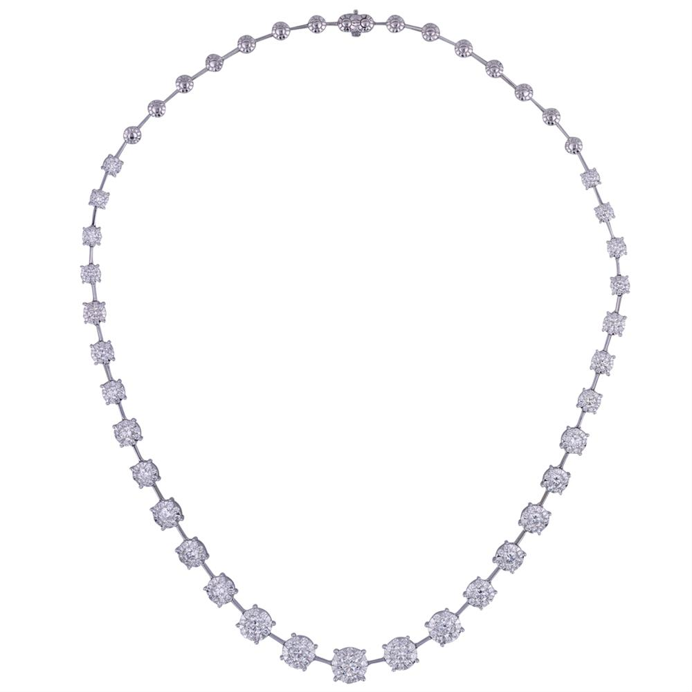 Memoire Diamond Bouquet Tennis Necklace 18K White Gold