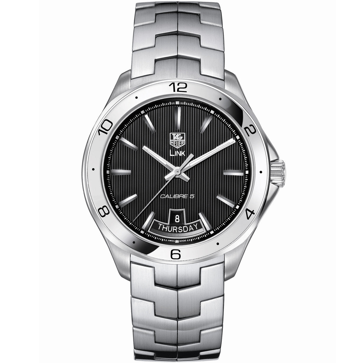TAG Heuer LINK Calibre 5 Day-Date Automatic Black Dial Watch 42mm WAT2010.BA0951