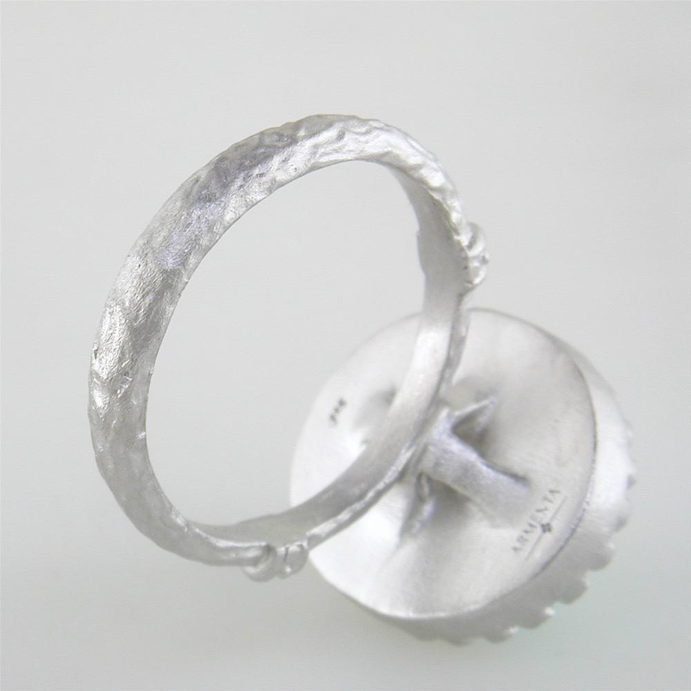 Armenta Oval Chrysoprase & Moonstone Silver Ring with Diamonds from New World Collection