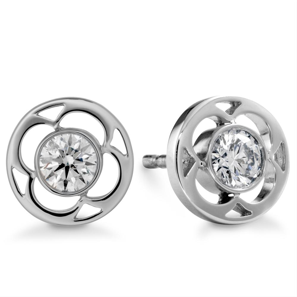 Hearts on Fire Copley Single Round Bezel Set Diamond Stud Earrings
