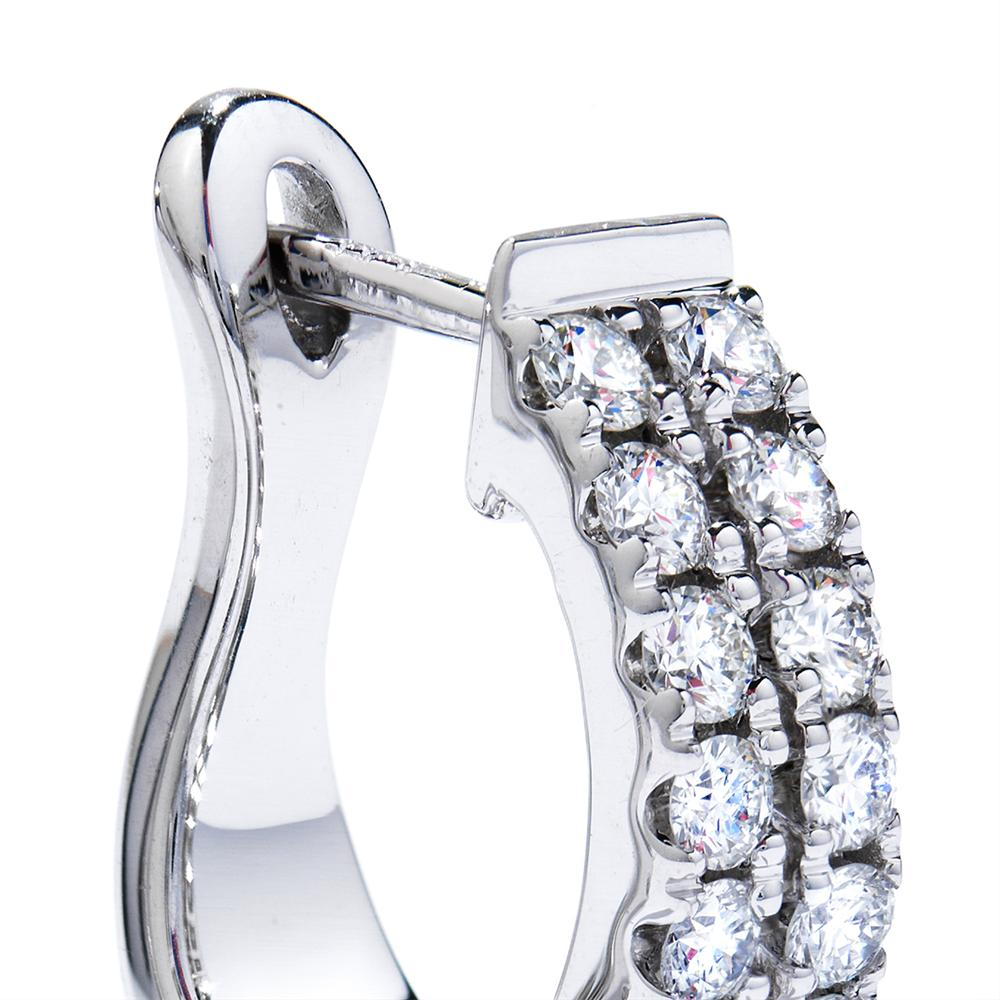 Hearts on Fire Classic Double Row Diamond Hoop Earrings 18K