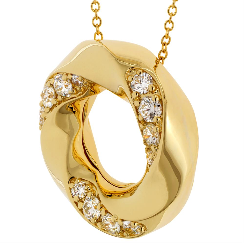 Hearts on Fire Diamond Atlantico Yellow Gold Circle Pendant Necklace