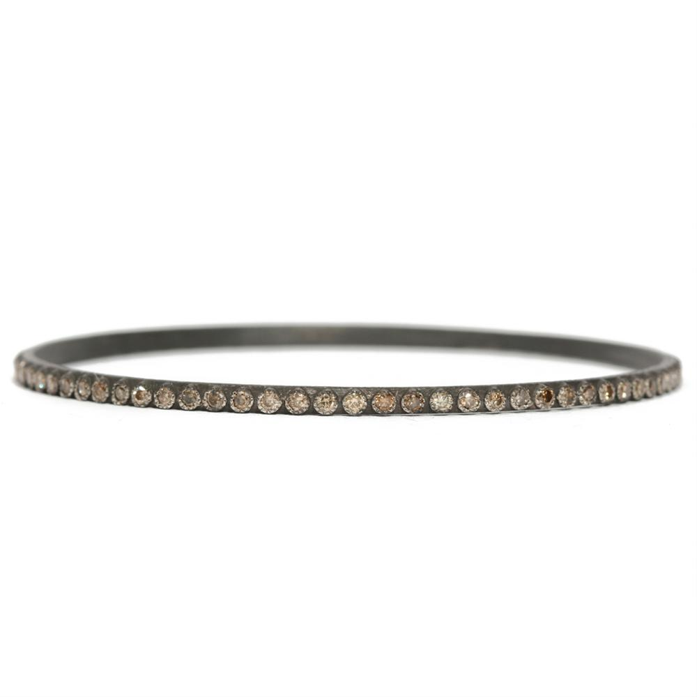 Armenta Old World Champagne Diamond Midnight Bangle Bracelet Oxidized Sterling Silver B3130