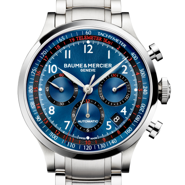 Baume & Mercier Capeland Automatic Chronograph Blue Steel Bracelet 44mm Watch 10066