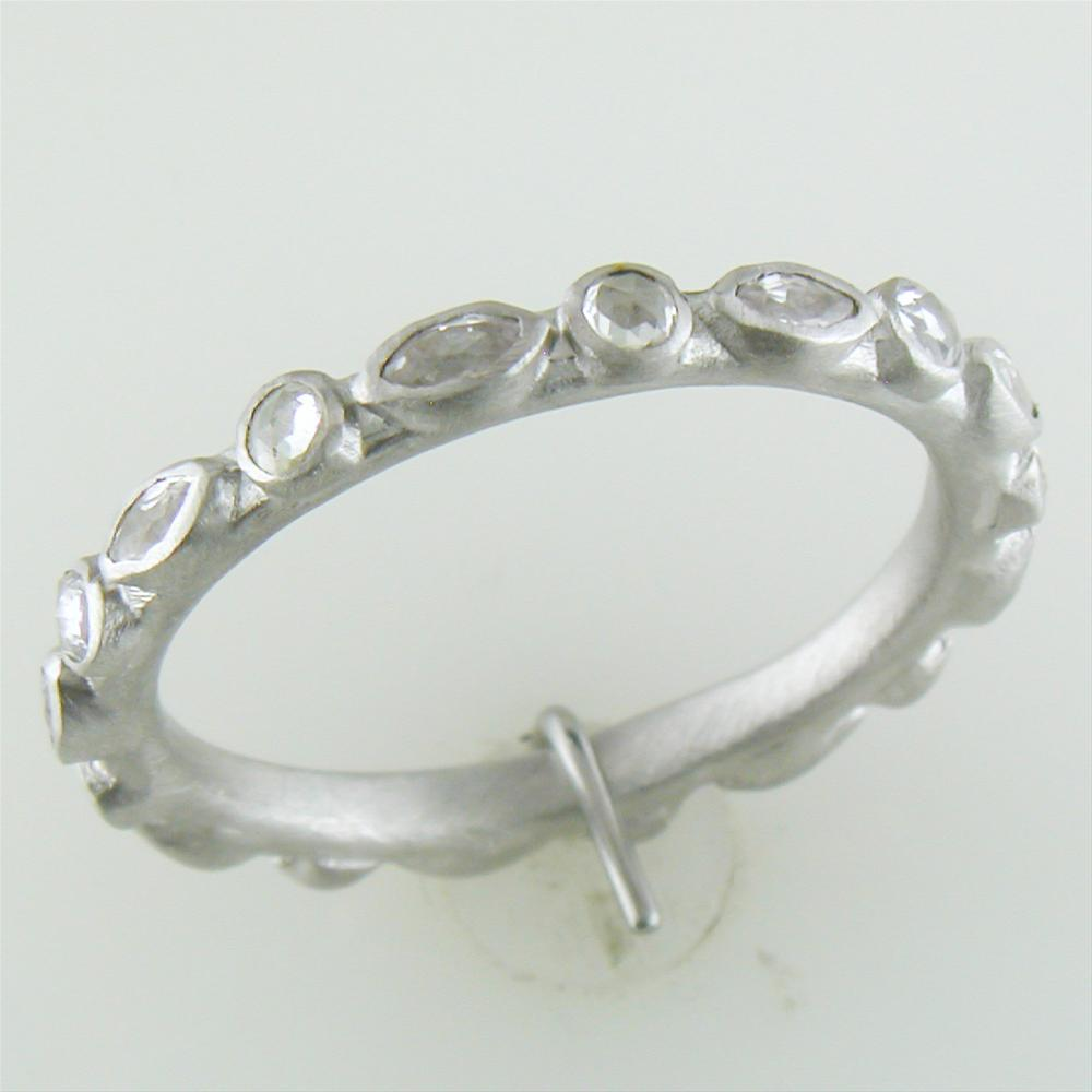 Armenta Multi Eternity Stackable Sterling Silver Round Marquise White Sapphire Band Ring