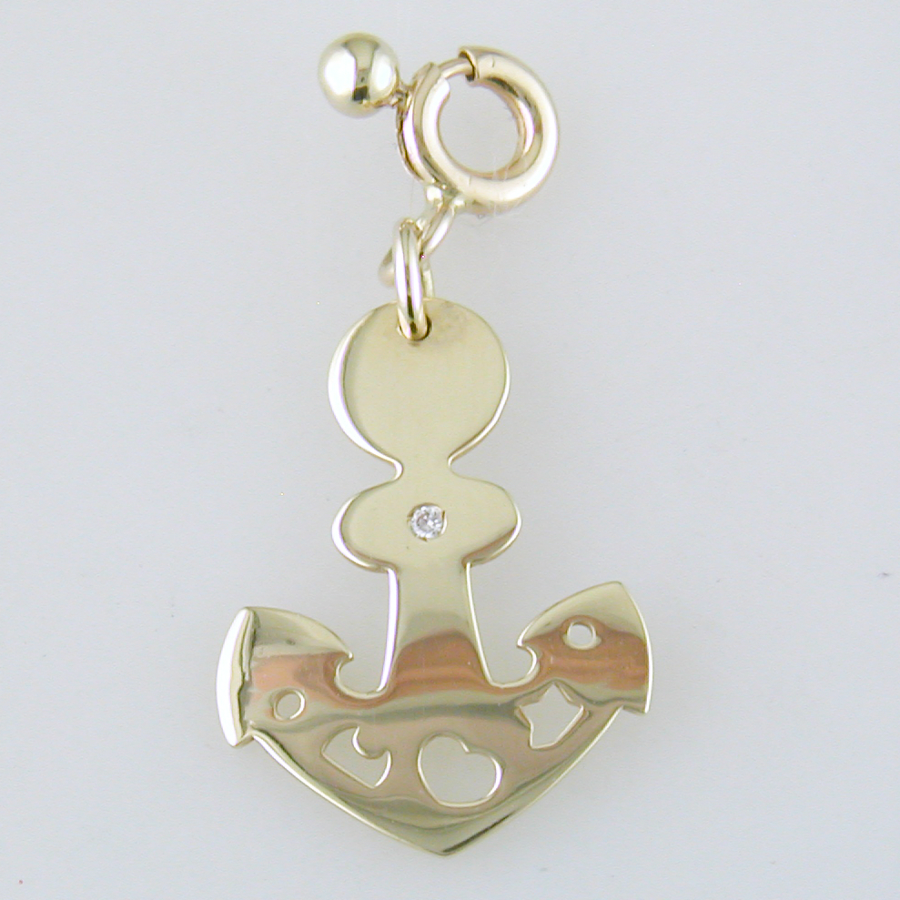 Pasquale Bruni Le Monde Anchor Charm Pendant 18K Yellow Gold with Diamond 14252G