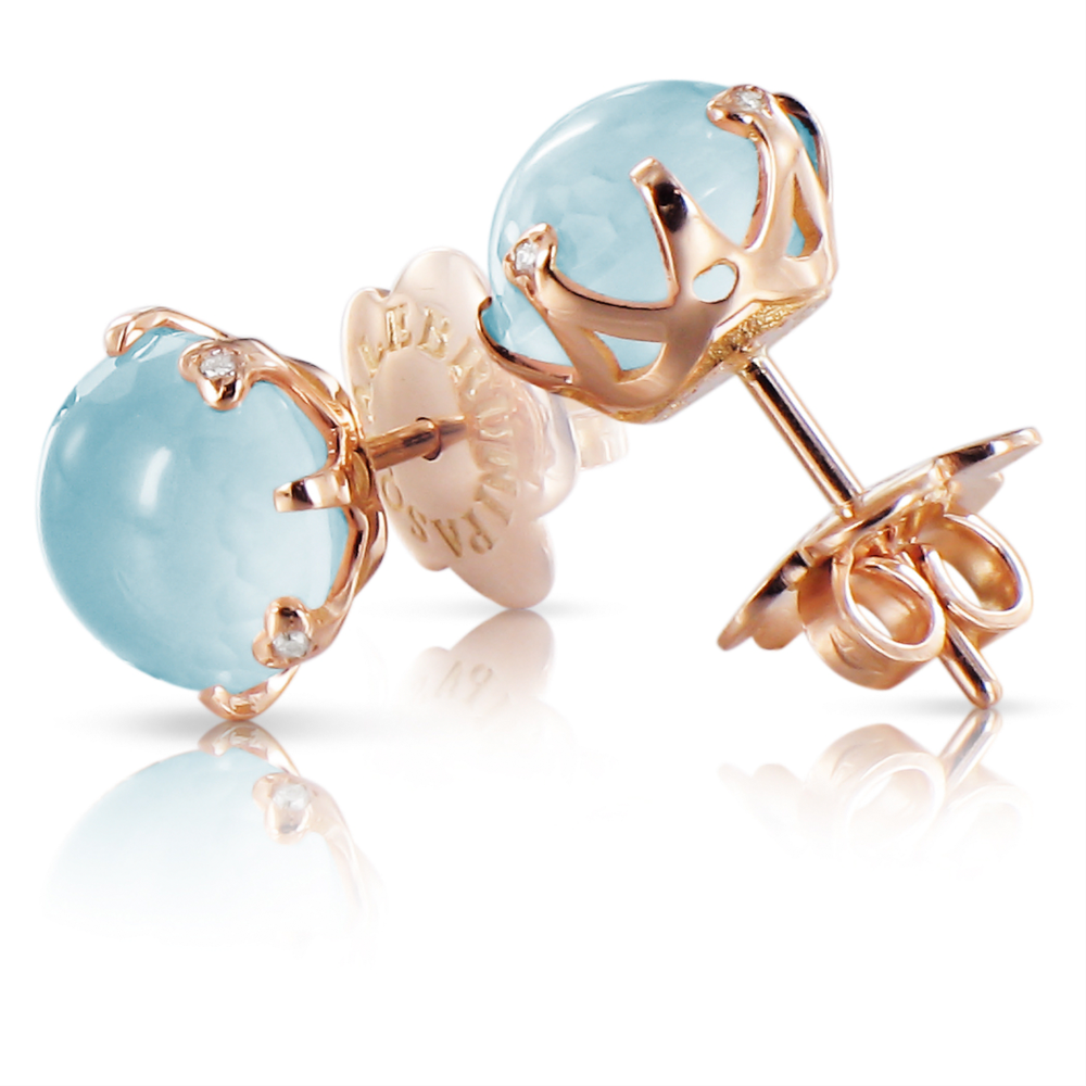 Pasquale Bruni Bon Ton Blue Moon Quartz Rose Gold Stud Earrings 14752R