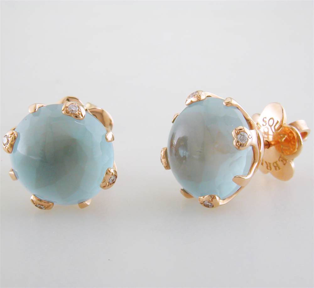 Pasquale Bruni Bon Ton Blue Moon Quartz Rose Gold Stud Earrings 14752R