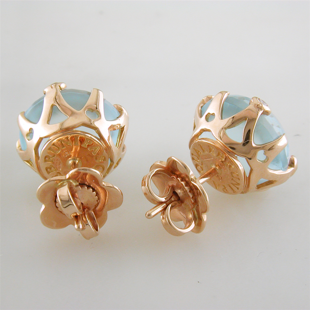 Pasquale Bruni Bon Ton Blue Moon Quartz Rose Gold Stud Earrings 14752R