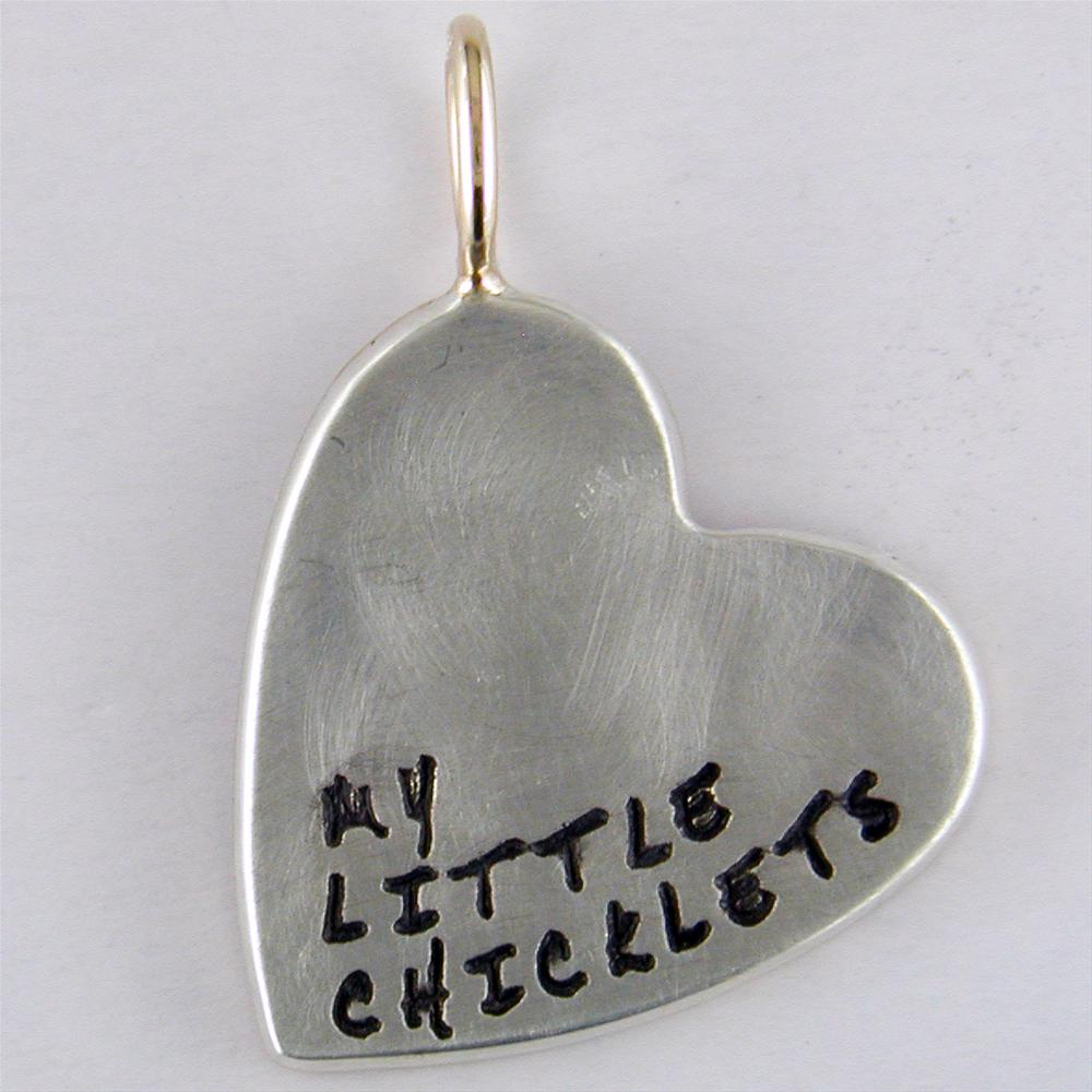 Heather Moore Heart Charm Pendant "My Little Chicklets" Child's Birth Years Silver & Gold