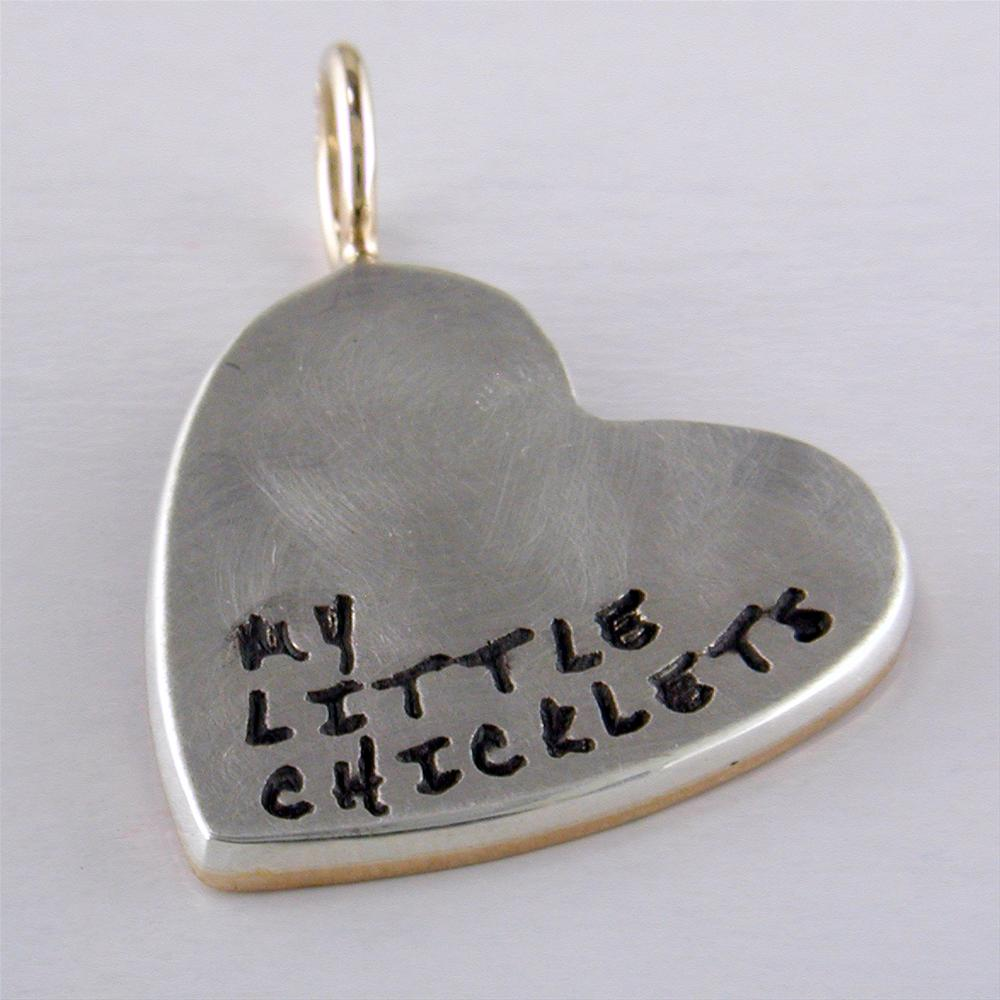 Heather Moore Heart Charm Pendant "My Little Chicklets" Child's Birth Years Silver & Gold
