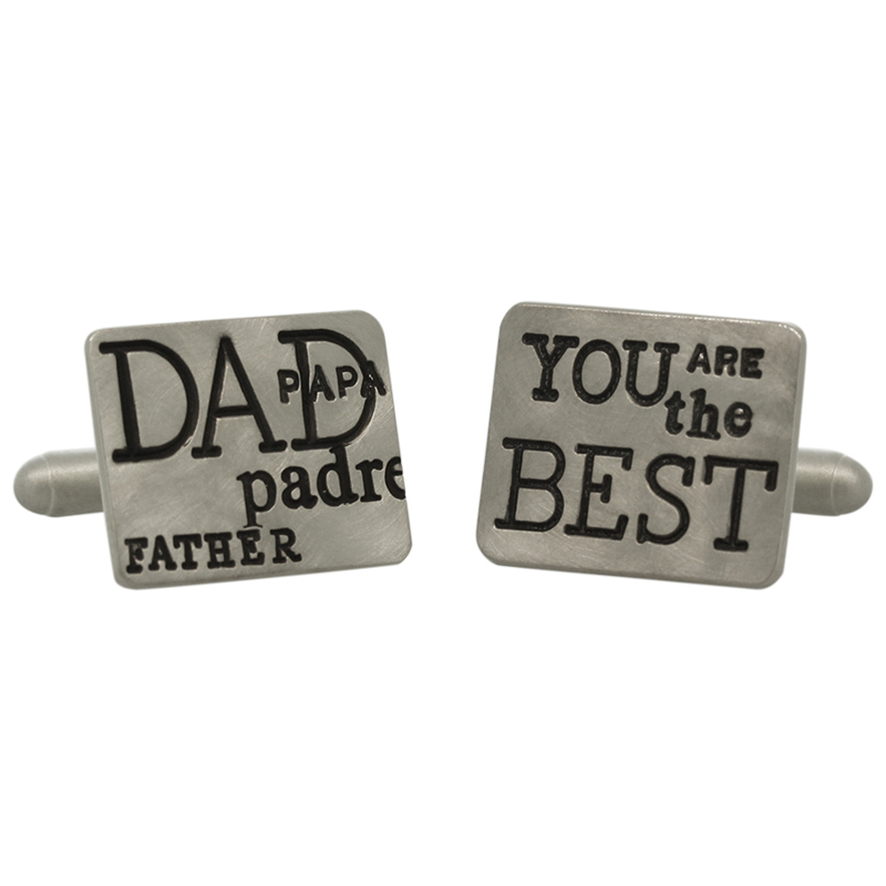Heather Moore Sterling Silver "Best Dad" Graffiti Rectangle Cufflinks