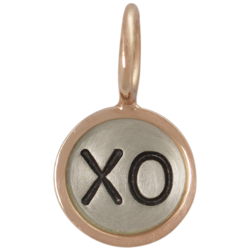 Heather Moore Sterling Silver "XO" Charm with Rose Gold Frame Size 1