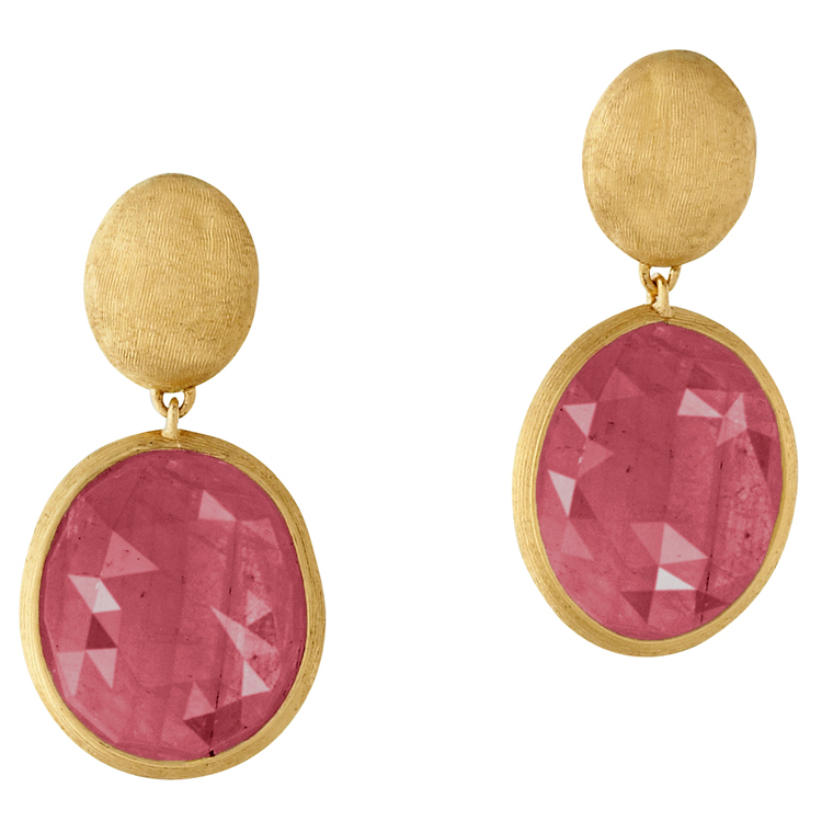 Marco Bicego Siviglia Pink Sapphire Drop Yellow Gold Earrings OB1019