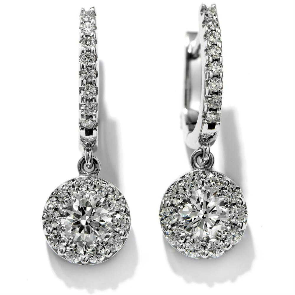 Hearts on Fire Fulfillment Diamond Drop Round Earrings 18K White Gold