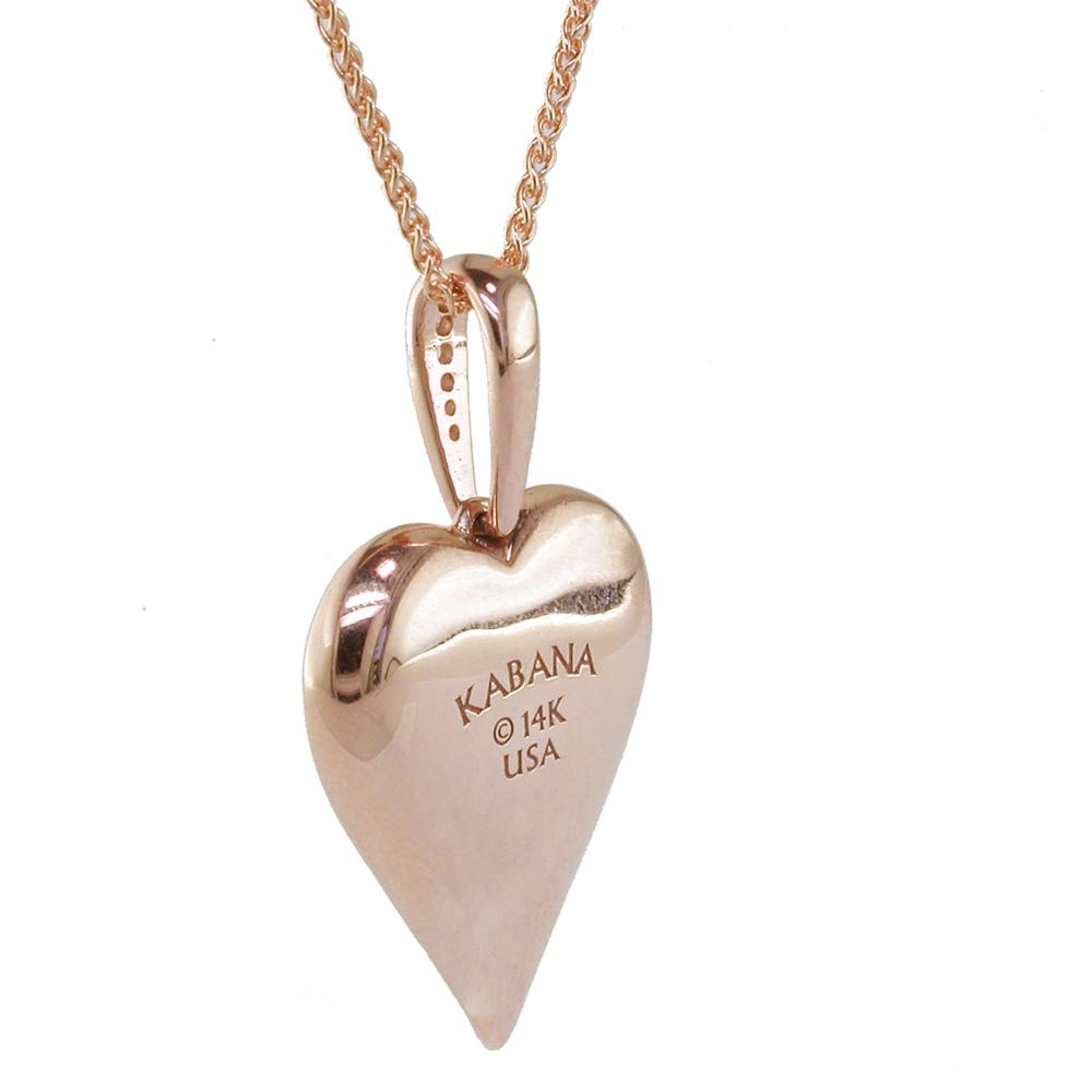 Kabana Heart Black Mother of Pearl Inlay Pendant Necklace with Diamonds in 14K Rose Gold