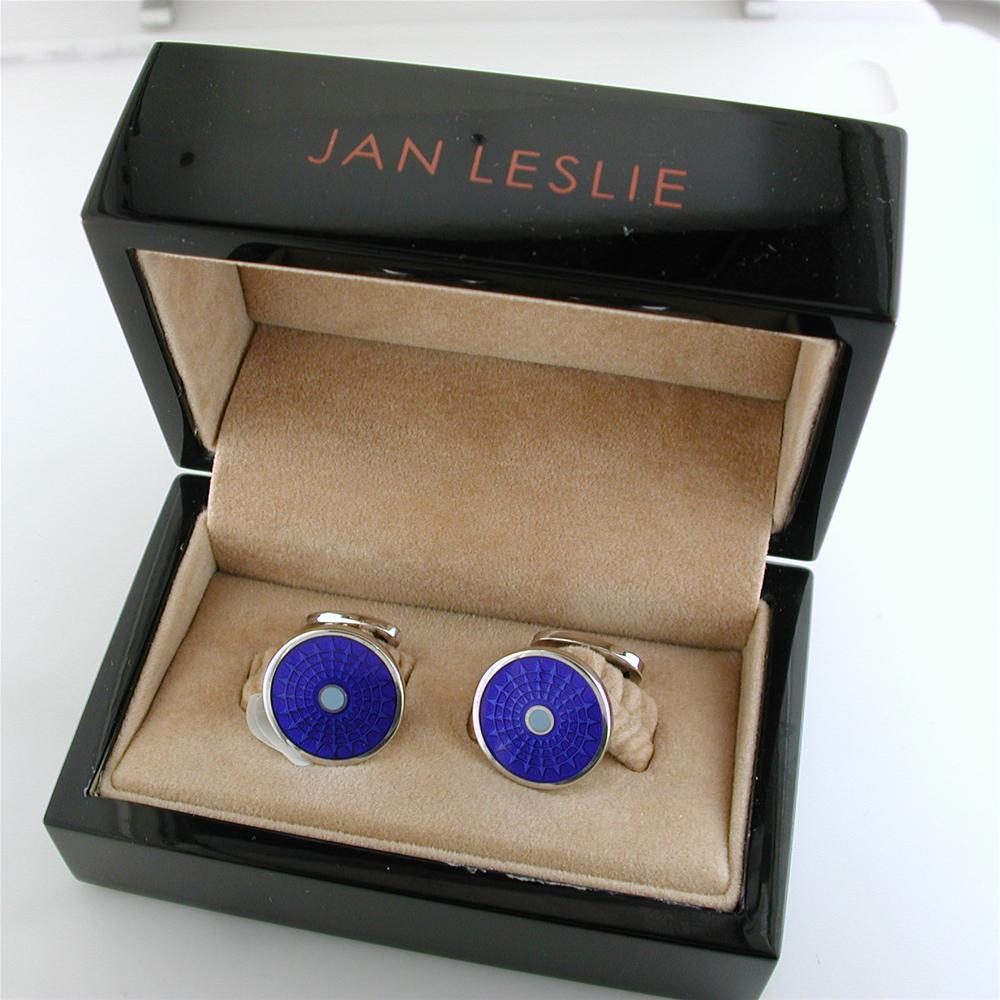 Jan Leslie English Blue Enamel Ferris Wheel Sterling Silver Cufflinks