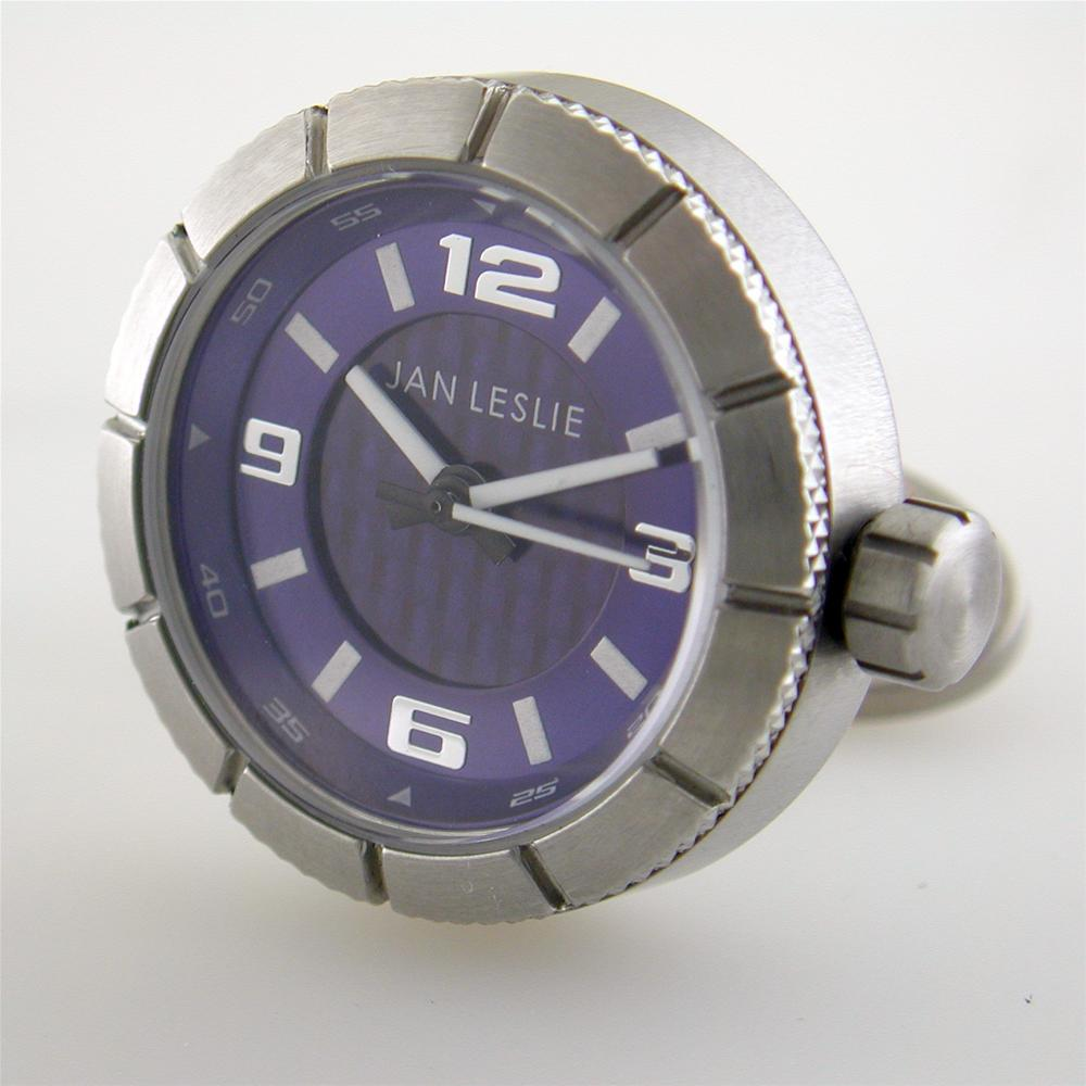 Jan Leslie Blue Sports Watch Lovers Stainless Steel Cufflinks