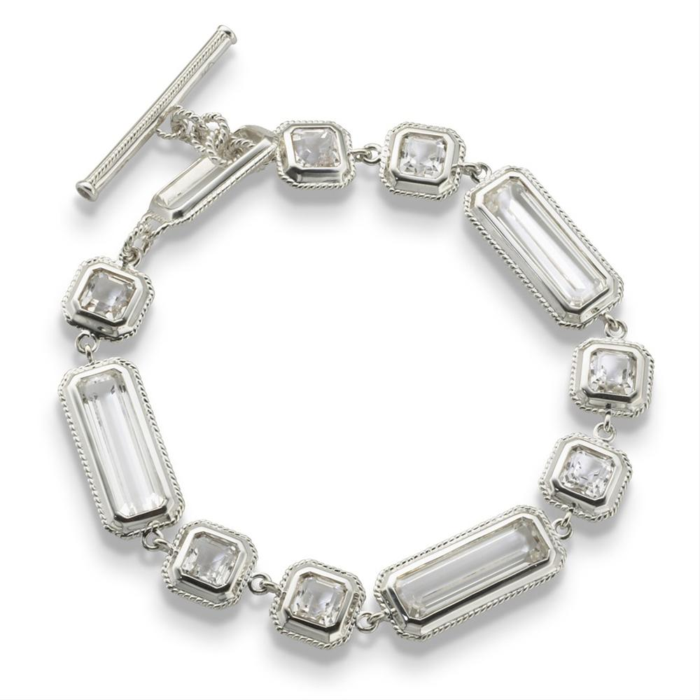 Monica Rich Kosann Mosaic Rock Crystal Sterling Silver Toggle Bracelet