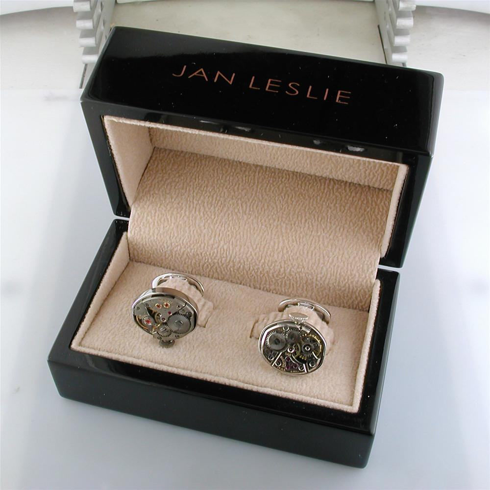 Jan Leslie Vintage Watch Rado & Bulova Movement Sterling Silver Cufflinks