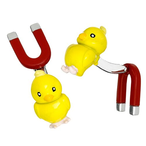 Jan Leslie Chick Magnet Yellow & Red Sterling Silver Cufflinks