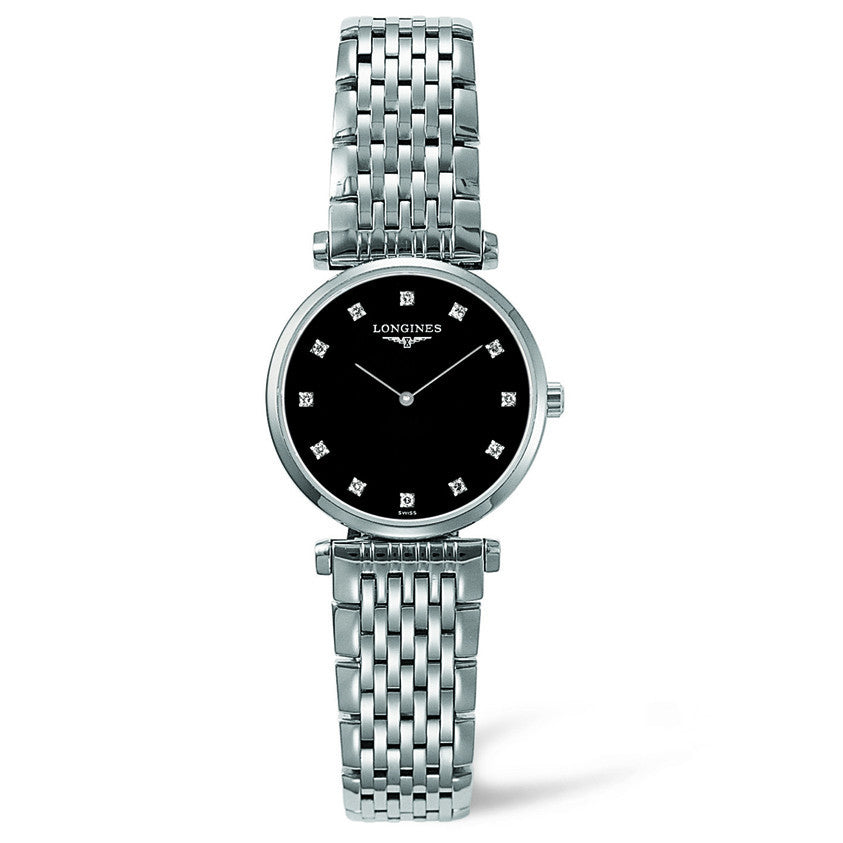 Longines La Grande Classique Quartz Black Dial Stainless Steel Watch 24MM L42094586