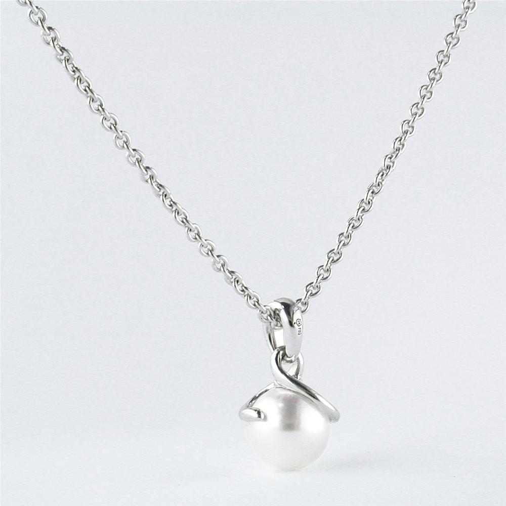 Mikimoto Twist Pendant with 8mm Akoya White Pearl & Diamonds